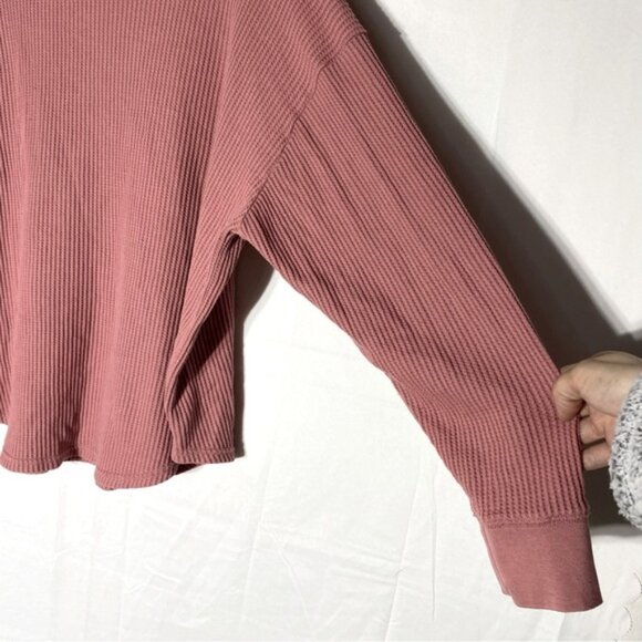 GAP Dusty Rose Waffle Knit Oversized Scoop Neck Long Sleeve Top XL - Picture 11 of 16